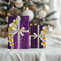 Purple Polynesia Wrapping Paper Plumeria Tropical Leaves With Galaxy Polynesian Art