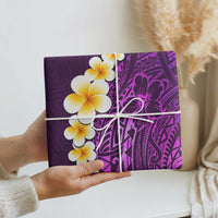 Purple Polynesia Wrapping Paper Plumeria Tropical Leaves With Galaxy Polynesian Art