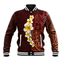 Red Tropical Plumeria With Galaxy Polynesian Art Baseball Jacket LT14 Unisex Red - Polynesian Pride