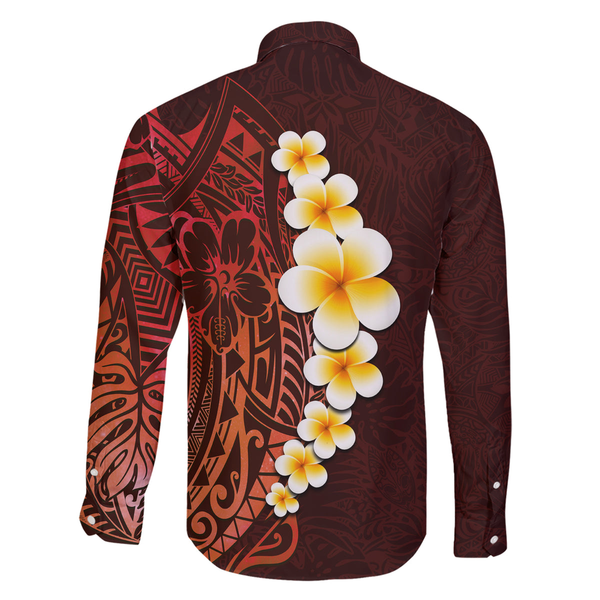 Red Tropical Plumeria With Galaxy Polynesian Art Family Matching Short Sleeve Bodycon Dress and Hawaiian Shirt LT14 - Polynesian Pride