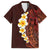 Red Tropical Plumeria With Galaxy Polynesian Art Family Matching Tank Maxi Dress and Hawaiian Shirt LT14 Dad's Shirt - Short Sleeve Red - Polynesian Pride
