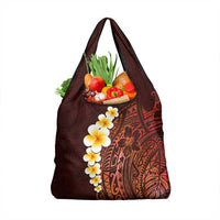 Red Tropical Plumeria With Galaxy Polynesian Art Grocery Bag
