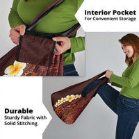 Red Tropical Plumeria With Galaxy Polynesian Art Grocery Bag