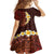 Red Tropical Plumeria With Galaxy Polynesian Art Kid Short Sleeve Dress LT14 - Polynesian Pride