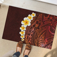 Red Tropical Plumeria With Galaxy Polynesian Art Rubber Doormat LT14 - Polynesian Pride