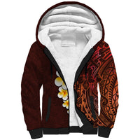 Red Tropical Plumeria With Galaxy Polynesian Art Sherpa Hoodie LT14 Unisex Red - Polynesian Pride