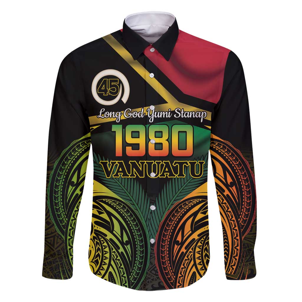 Vanuatu 1980 Family Matching Long Sleeve Bodycon Dress and Hawaiian Shirt Hapi 45 Yia Indipendens Anivesari