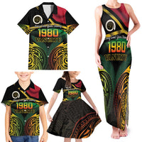 Vanuatu 1980 Family Matching Tank Maxi Dress and Hawaiian Shirt Hapi 45 Yia Indipendens Anivesari