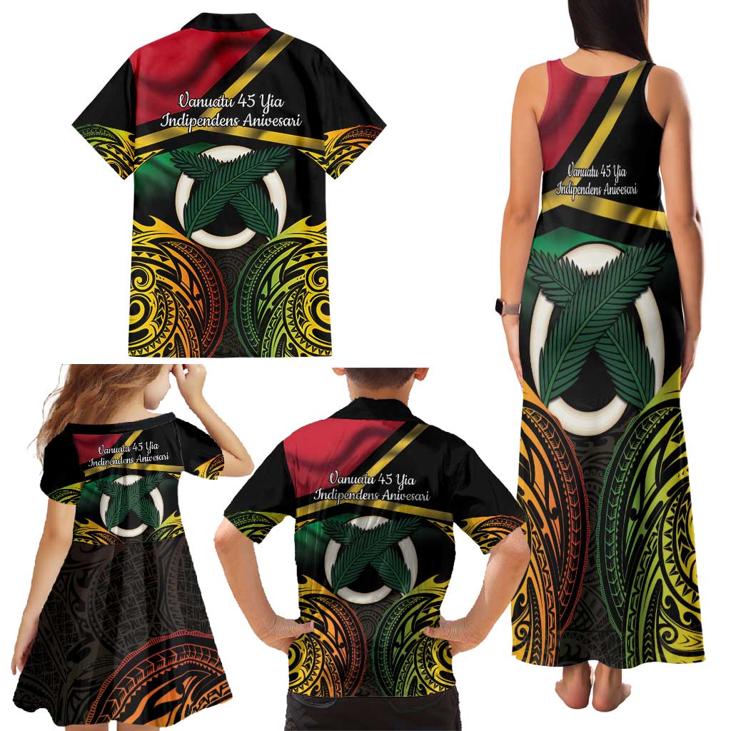 Vanuatu 1980 Family Matching Tank Maxi Dress and Hawaiian Shirt Hapi 45 Yia Indipendens Anivesari