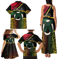 Vanuatu 1980 Family Matching Tank Maxi Dress and Hawaiian Shirt Hapi 45 Yia Indipendens Anivesari