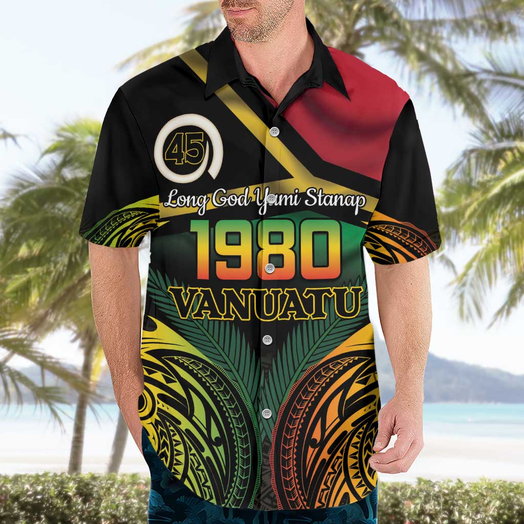 Vanuatu 1980 Hawaiian Shirt Hapi 45 Yia Indipendens Anivesari