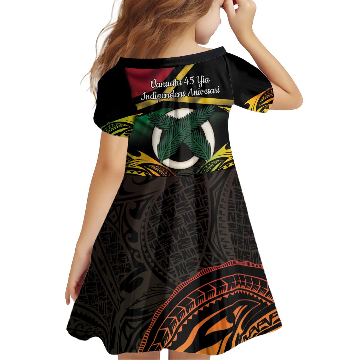 Vanuatu 1980 Kid Short Sleeve Dress Hapi 45 Yia Indipendens Anivesari