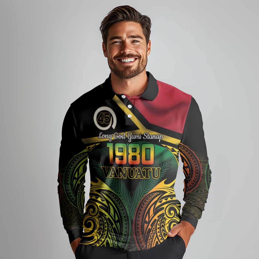 Vanuatu 1980 Long Sleeve Polo Shirt Hapi 45 Yia Indipendens Anivesari