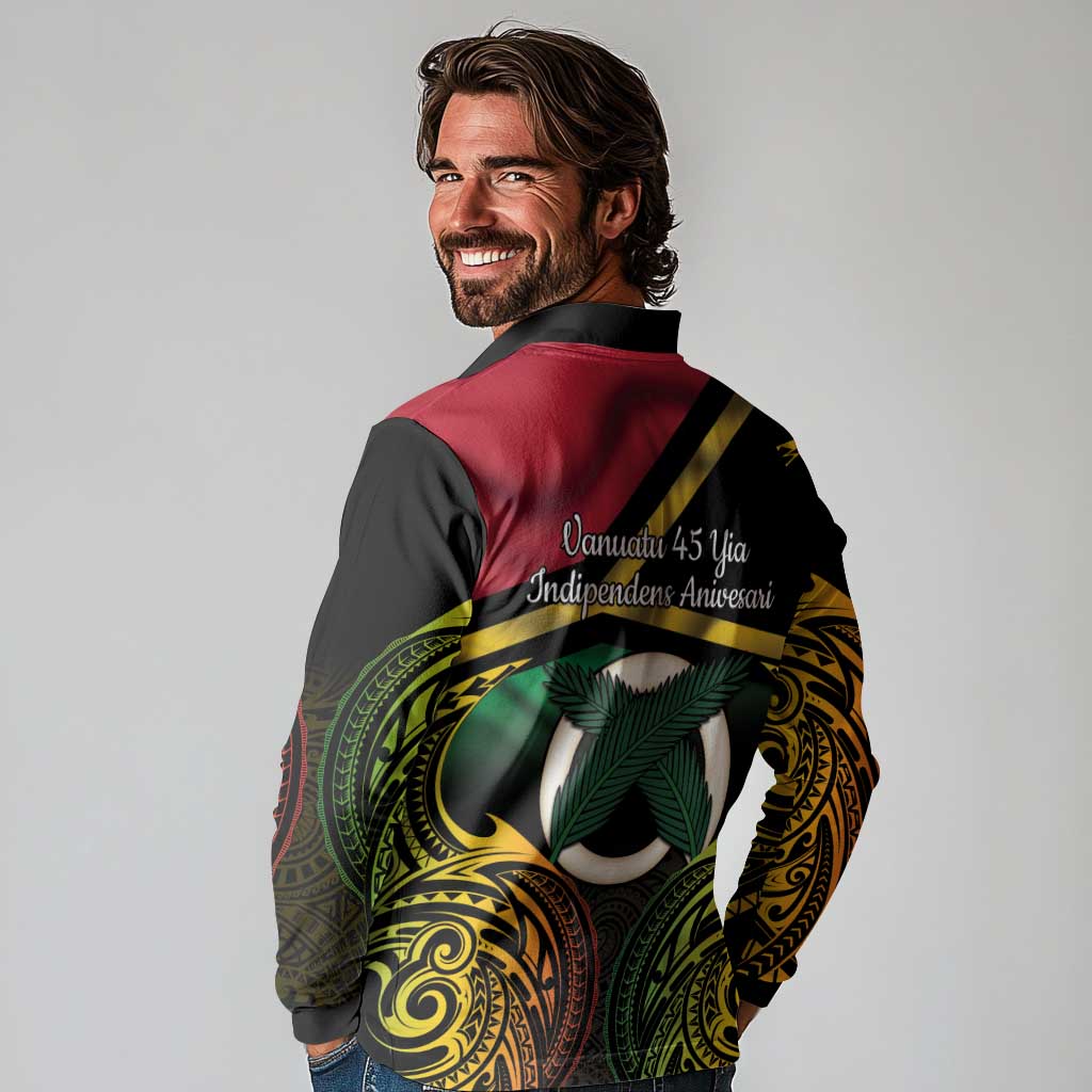 Vanuatu 1980 Long Sleeve Polo Shirt Hapi 45 Yia Indipendens Anivesari