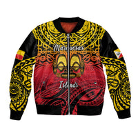 Personalised Marquesas Islands Bomber Jacket Tiki Polynesian Marquesan Pattern LT14 Unisex Black - Polynesian Pride