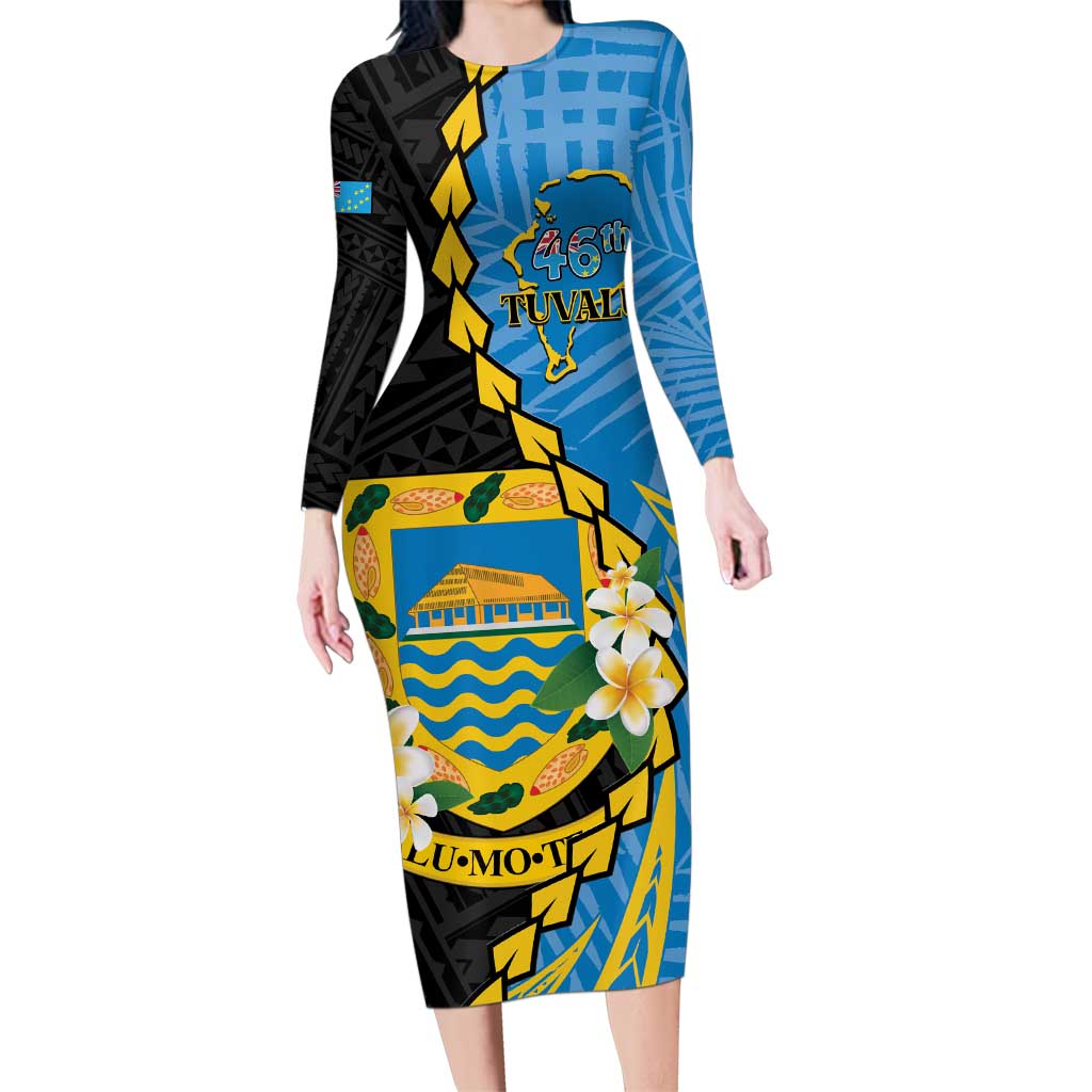 Tuvalu Independence Day Family Matching Long Sleeve Bodycon Dress and Hawaiian Shirt Manuia te tutokotasi o Tuvaluan Dolphin Tattoo