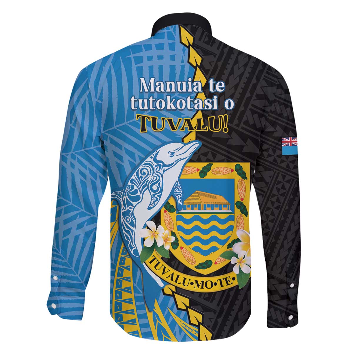 Tuvalu Independence Day Family Matching Off The Shoulder Long Sleeve Dress and Hawaiian Shirt Manuia te tutokotasi o Tuvaluan Dolphin Tattoo LT14 - Polynesian Pride