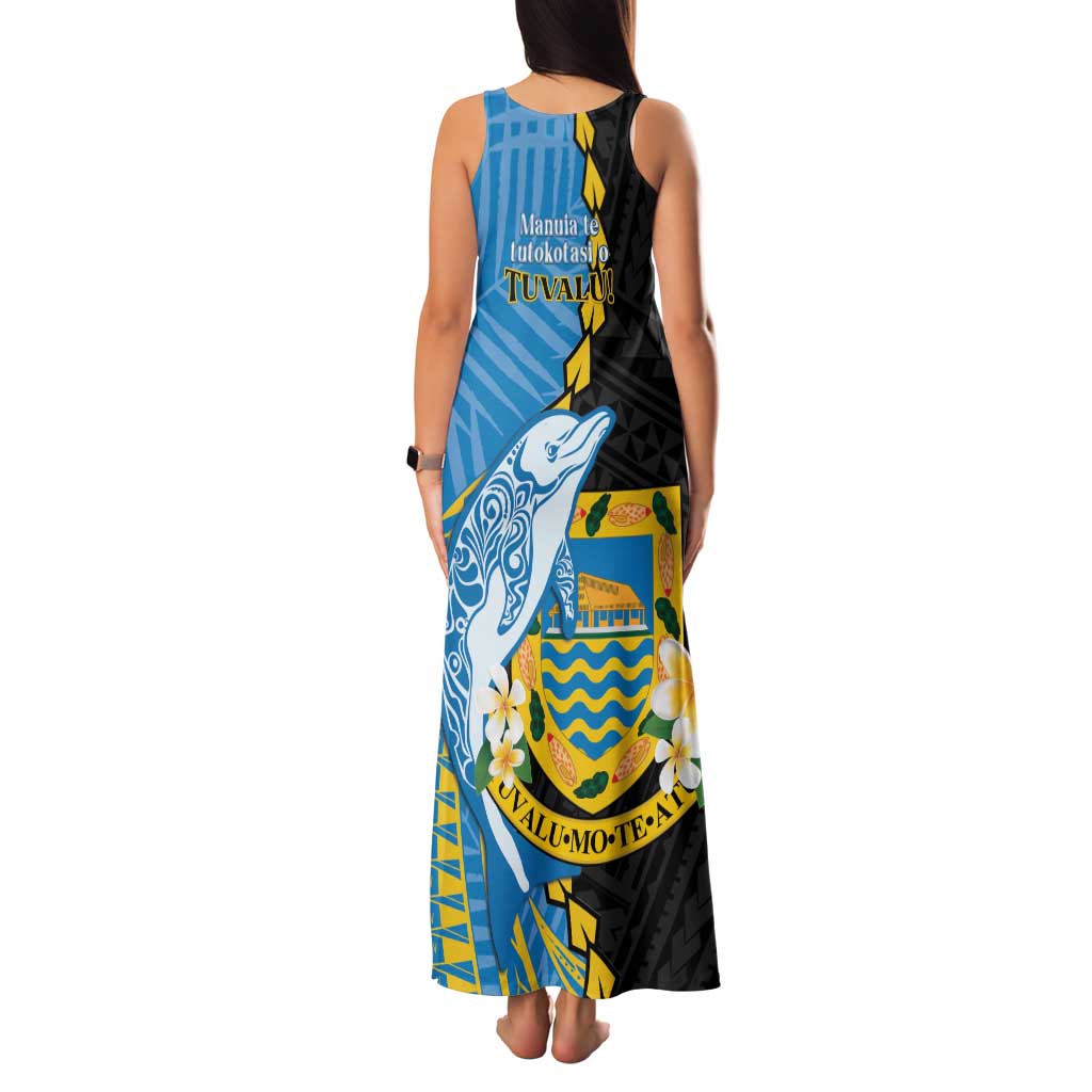Tuvalu Independence Day Family Matching Tank Maxi Dress and Hawaiian Shirt Manuia te tutokotasi o Tuvaluan Dolphin Tattoo