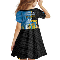 Tuvalu Independence Day Kid Short Sleeve Dress Manuia te tutokotasi o Tuvaluan Dolphin Tattoo