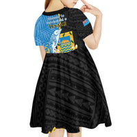 Tuvalu Independence Day Kid Short Sleeve Dress Manuia te tutokotasi o Tuvaluan Dolphin Tattoo