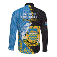 Tuvalu Independence Day Long Sleeve Button Shirt Manuia te tutokotasi o Tuvaluan Dolphin Tattoo LT14 - Polynesian Pride