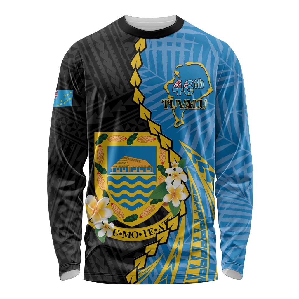 Tuvalu Independence Day Long Sleeve Shirt Manuia te tutokotasi o Tuvaluan Dolphin Tattoo LT14 Unisex Blue - Polynesian Pride