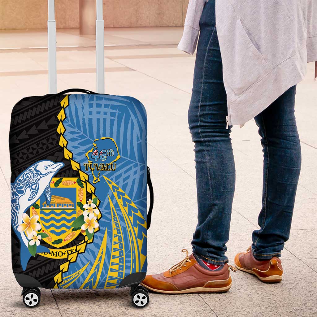Tuvalu Independence Day Luggage Cover Manuia te tutokotasi o Tuvaluan Dolphin Tattoo LT14 Blue - Polynesian Pride
