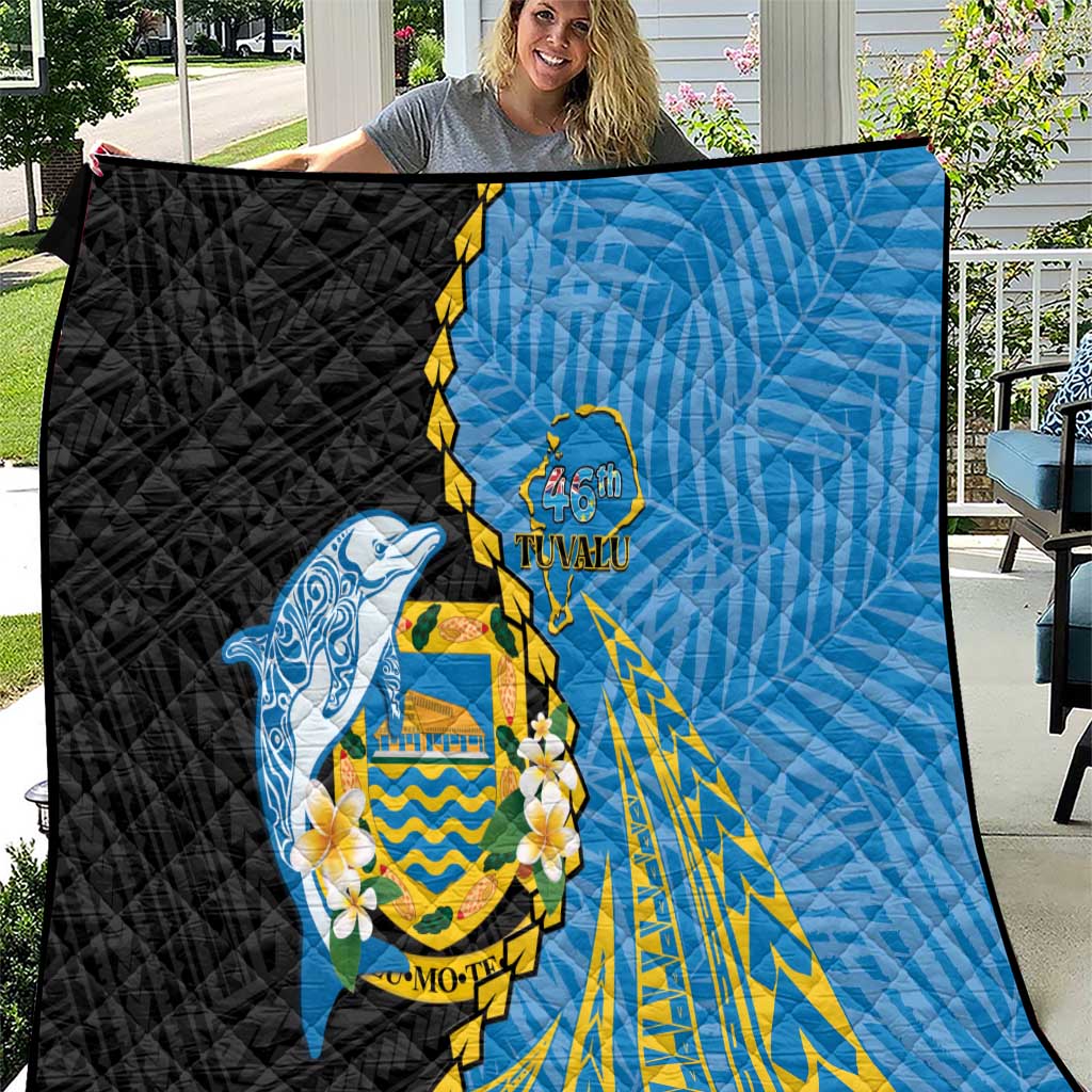 Tuvalu Independence Day Quilt Manuia te tutokotasi o Tuvaluan Dolphin Tattoo LT14 Blue - Polynesian Pride