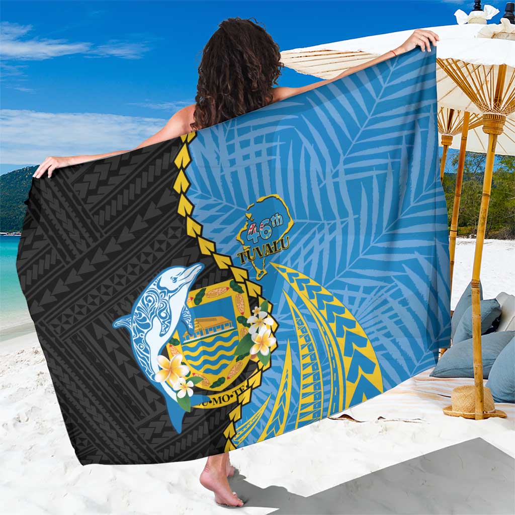 Tuvalu Independence Day Sarong Manuia te tutokotasi o Tuvaluan Dolphin Tattoo LT14 One Size 44 x 66 inches Blue - Polynesian Pride