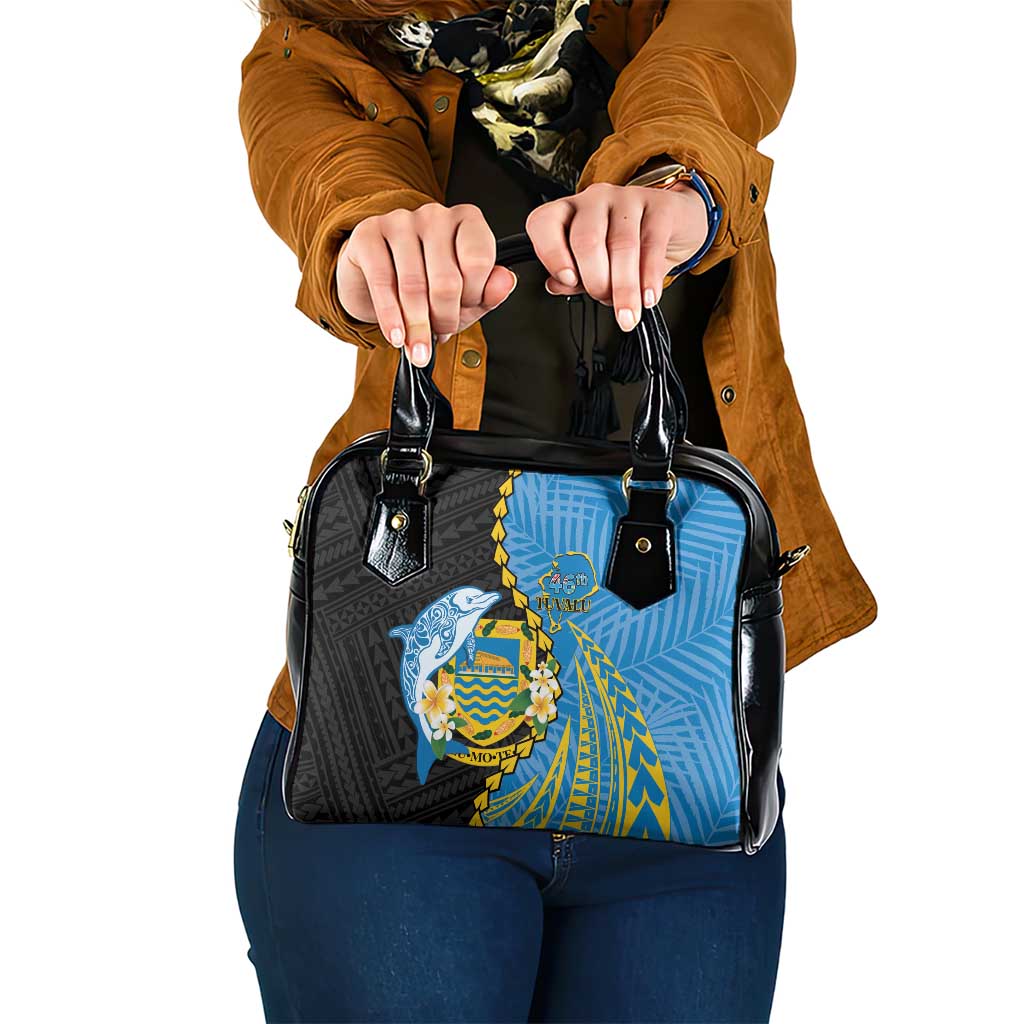 Tuvalu Independence Day Shoulder Handbag Manuia te tutokotasi o Tuvaluan Dolphin Tattoo LT14 One Size Blue - Polynesian Pride