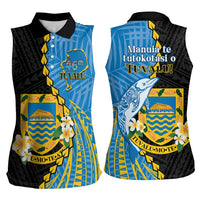 Tuvalu Independence Day Women Sleeveless Polo Shirt Manuia te tutokotasi o Tuvaluan Dolphin Tattoo