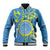 Personalised Palau Independence Day Baseball Jacket Belau Coat Of Arms Polynesian Curve Style