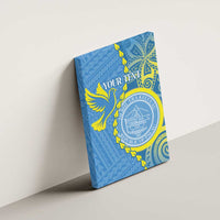 Personalised Palau Independence Day Canvas Wall Art Belau Coat Of Arms Polynesian Curve Style