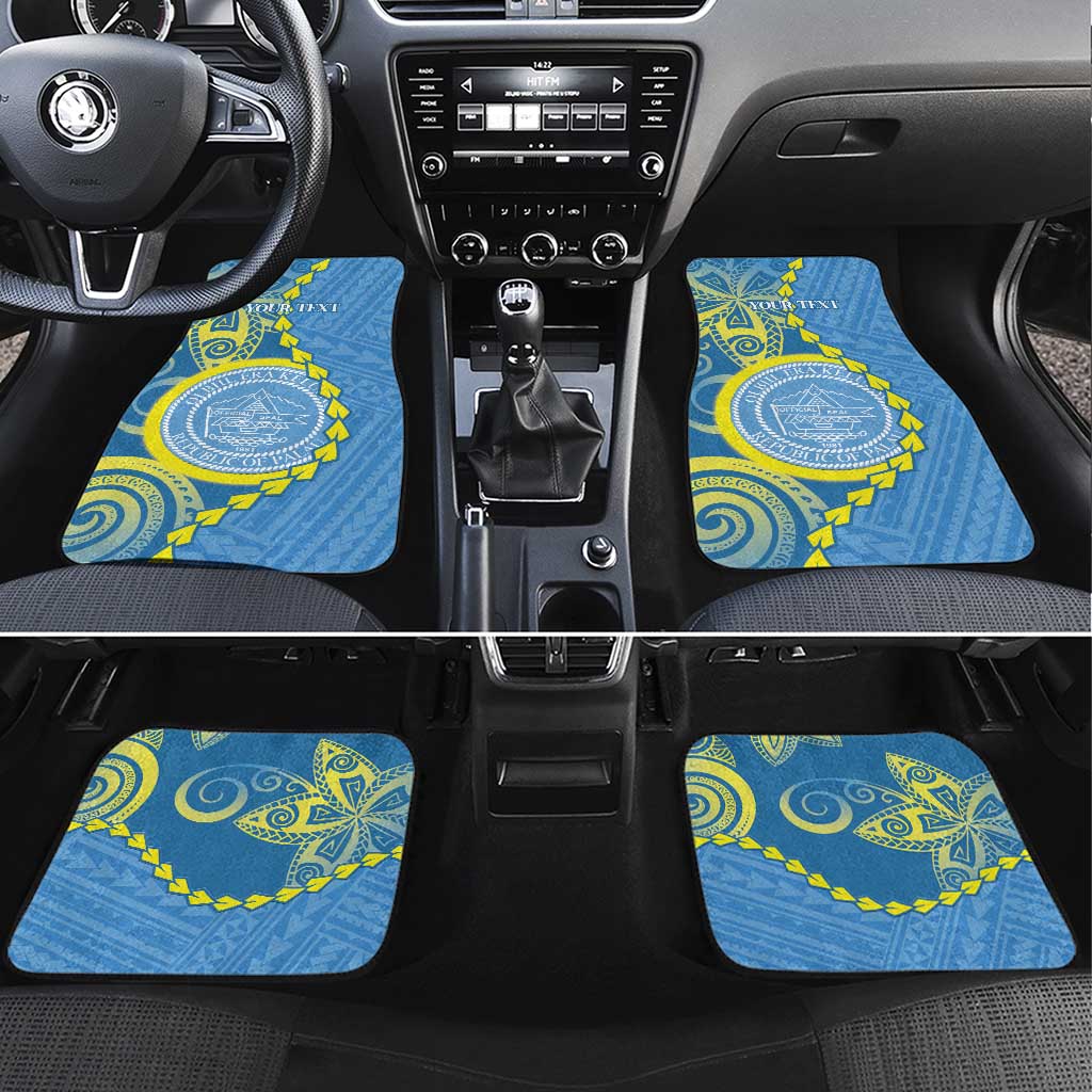 Personalised Palau Independence Day Car Mats Belau Coat Of Arms Polynesian Curve Style LT14 Set 4pcs Blue - Polynesian Pride