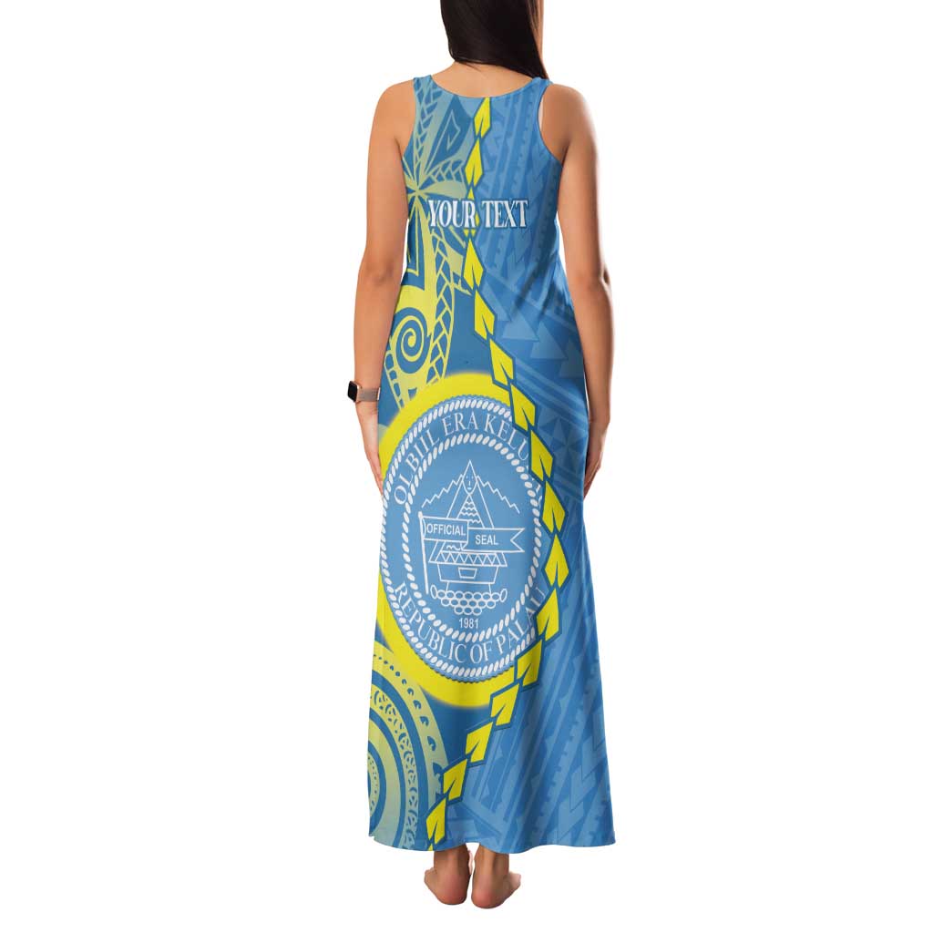 Personalised Palau Independence Day Family Matching Tank Maxi Dress and Hawaiian Shirt Belau Coat Of Arms Polynesian Curve Style