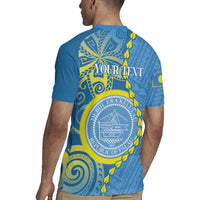 Personalised Palau Independence Day Rugby Jersey Belau Coat Of Arms Polynesian Curve Style