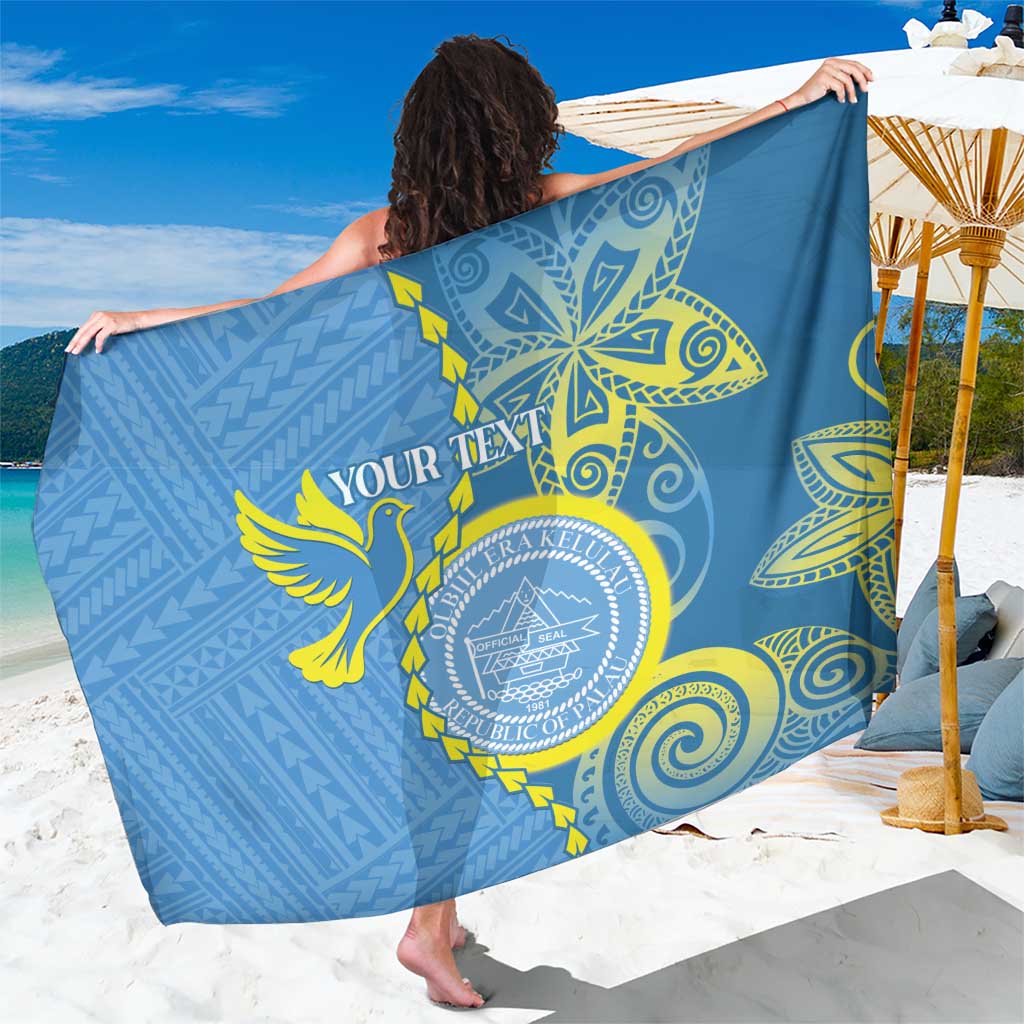 Personalised Palau Independence Day Sarong Belau Coat Of Arms Polynesian Curve Style LT14 One Size 44 x 66 inches Blue - Polynesian Pride
