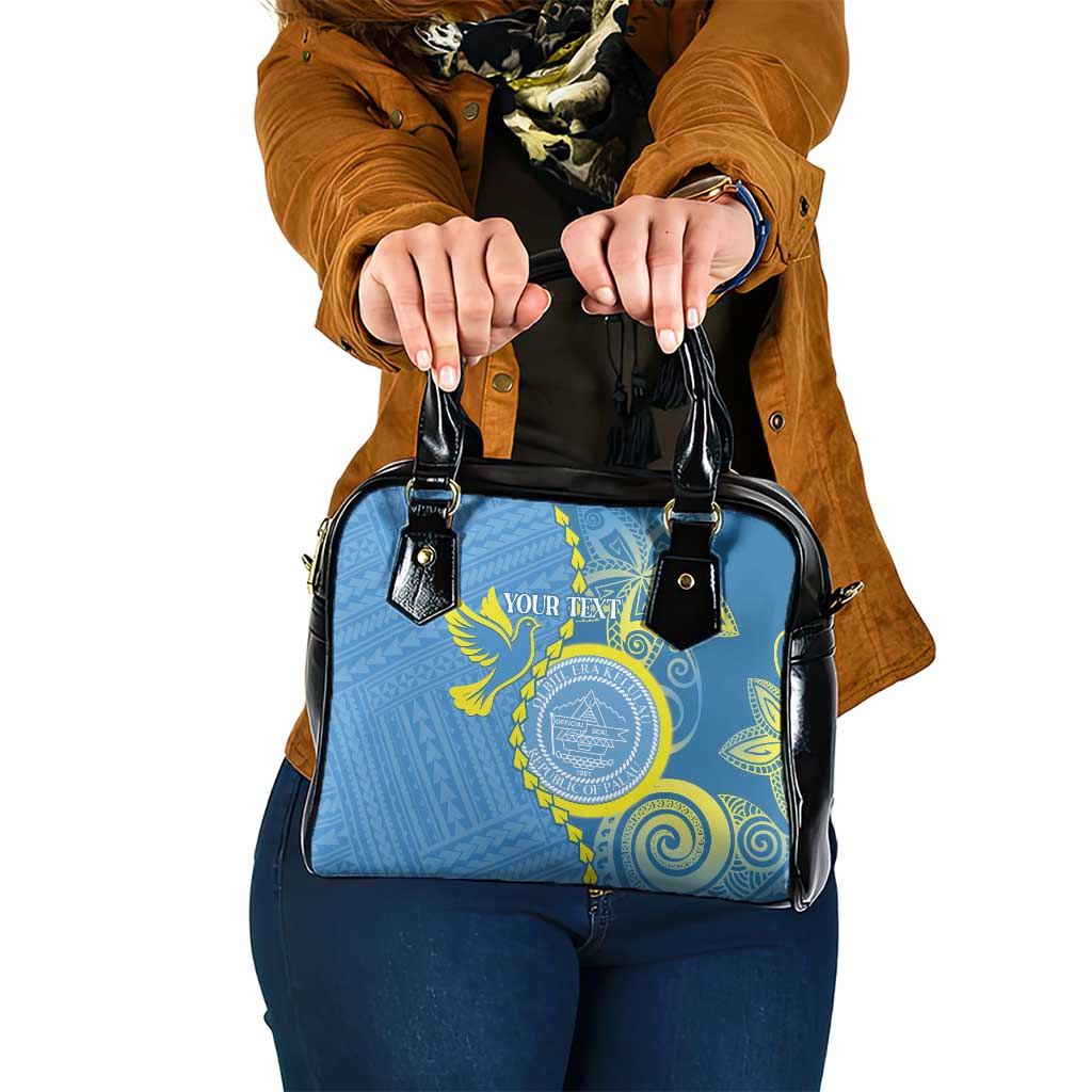 Personalised Palau Independence Day Shoulder Handbag Belau Coat Of Arms Polynesian Curve Style LT14 One Size Blue - Polynesian Pride