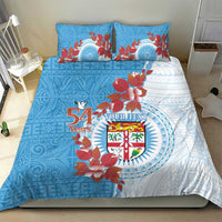 Personalised Fiji Day Bedding Set Fijian Tapa Pattern Mix Tagimoucia - Blue Version