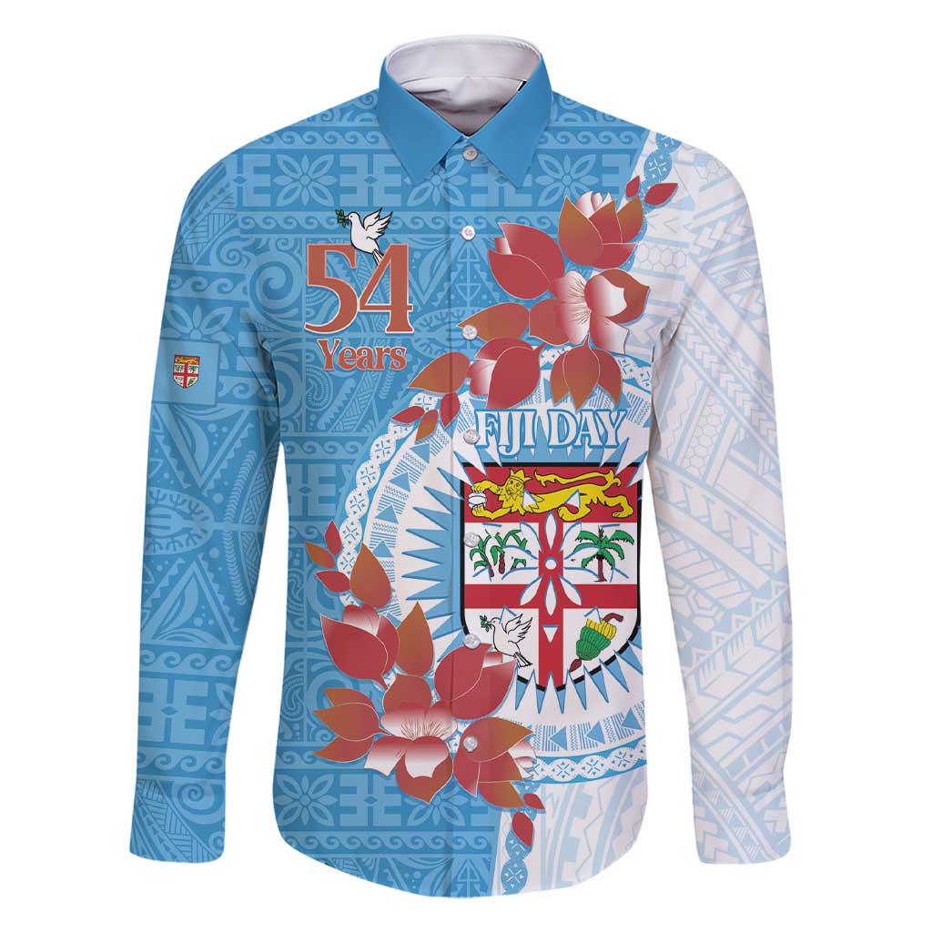 Personalised Fiji Day Family Matching Short Sleeve Bodycon Dress and Hawaiian Shirt Fijian Tapa Pattern Mix Tagimoucia - Blue Version