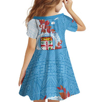 Personalised Fiji Day Family Matching Tank Maxi Dress and Hawaiian Shirt Fijian Tapa Pattern Mix Tagimoucia - Blue Version LT14 - Polynesian Pride