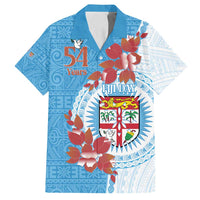 Personalised Fiji Day Family Matching Tank Maxi Dress and Hawaiian Shirt Fijian Tapa Pattern Mix Tagimoucia - Blue Version LT14 Dad's Shirt - Short Sleeve Blue - Polynesian Pride
