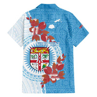 Personalised Fiji Day Family Matching Tank Maxi Dress and Hawaiian Shirt Fijian Tapa Pattern Mix Tagimoucia - Blue Version LT14 - Polynesian Pride