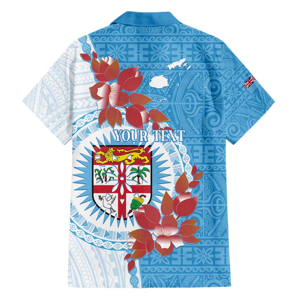 Personalised Fiji Day Hawaiian Shirt Fijian Tapa Pattern Mix Tagimoucia - Blue Version