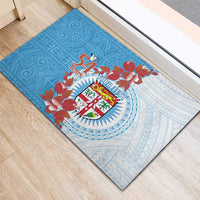Personalised Fiji Day Rubber Doormat Fijian Tapa Pattern Mix Tagimoucia - Blue Version