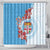 Personalised Fiji Day Shower Curtain Fijian Tapa Pattern Mix Tagimoucia - Blue Version