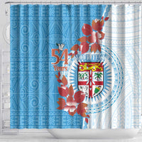 Personalised Fiji Day Shower Curtain Fijian Tapa Pattern Mix Tagimoucia - Blue Version LT14 - Polynesian Pride