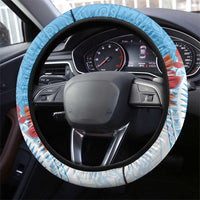 Fiji Day Steering Wheel Cover Fijian Tapa Pattern Mix Tagimoucia - Blue Version LT14 - Polynesian Pride