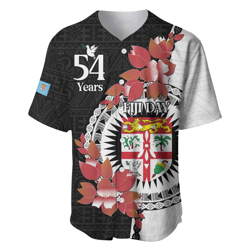 Personalised Fiji Day Baseball Jersey Fijian Tapa Pattern Mix Tagimoucia - Black Version LT14 Black - Polynesian Pride