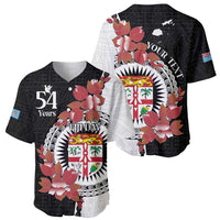 Personalised Fiji Day Baseball Jersey Fijian Tapa Pattern Mix Tagimoucia - Black Version LT14 - Polynesian Pride
